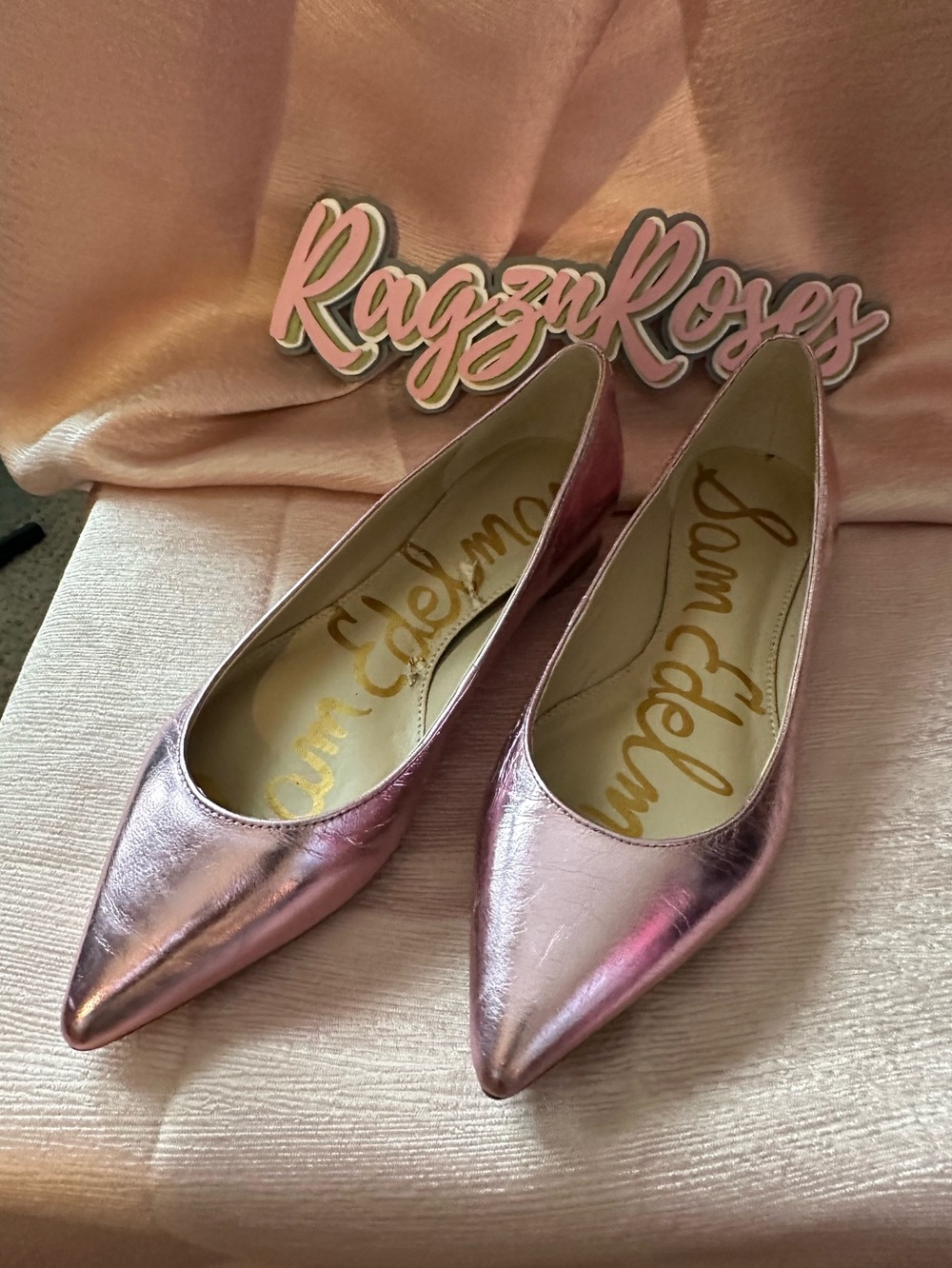 NWB! Sam Edelman Metallic Rose Pink Pointed-Toe Flats